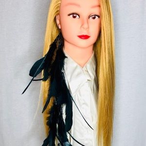 Black Single Long Feather Earring Hair Jewelry